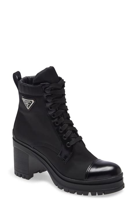 whote prada boots|Prada block heel combat boots.